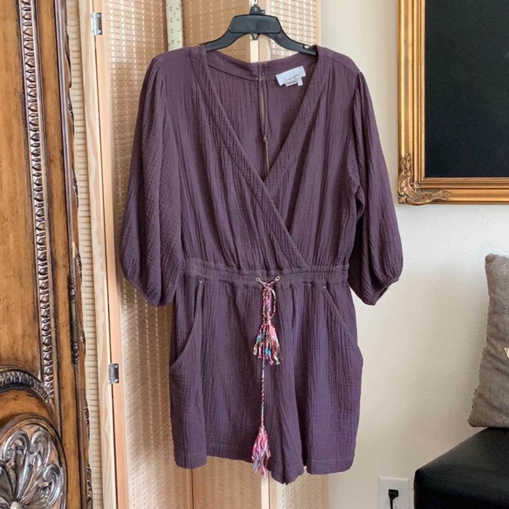 Anthropologie Purple Wrap Romper